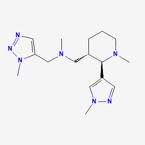 molecular formula C16H27N7 B6870060 N-methyl-1-[(2R,3S)-1-methyl-2-(1-methylpyrazol-4-yl)piperidin-3-yl]-N-[(3-methyltriazol-4-yl)methyl]methanamine 