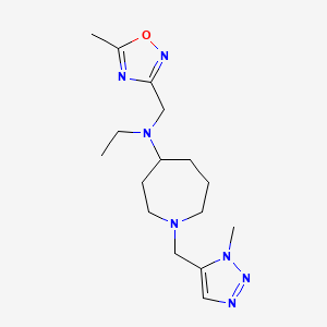 molecular formula C16H27N7O B6870085 N-ethyl-N-[(5-methyl-1,2,4-oxadiazol-3-yl)methyl]-1-[(3-methyltriazol-4-yl)methyl]azepan-4-amine 