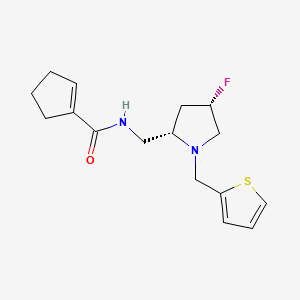 molecular formula C16H21FN2OS B6870184 N-[[(2S,4S)-4-fluoro-1-(thiophen-2-ylmethyl)pyrrolidin-2-yl]methyl]cyclopentene-1-carboxamide 