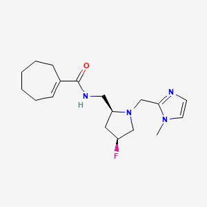 molecular formula C18H27FN4O B6870186 N-[[(2S,4S)-4-fluoro-1-[(1-methylimidazol-2-yl)methyl]pyrrolidin-2-yl]methyl]cycloheptene-1-carboxamide 