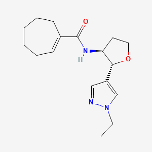 molecular formula C17H25N3O2 B6870192 N-[(2R,3S)-2-(1-ethylpyrazol-4-yl)oxolan-3-yl]cycloheptene-1-carboxamide 
