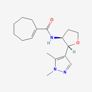 molecular formula C17H25N3O2 B6870219 N-[(2R,3S)-2-(1,5-dimethylpyrazol-4-yl)oxolan-3-yl]cycloheptene-1-carboxamide 