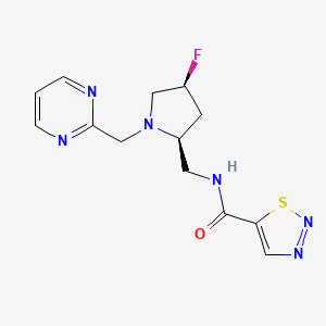 molecular formula C13H15FN6OS B6870281 N-[[(2S,4S)-4-fluoro-1-(pyrimidin-2-ylmethyl)pyrrolidin-2-yl]methyl]thiadiazole-5-carboxamide 