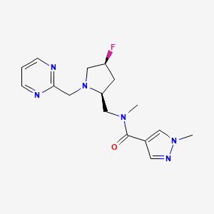 molecular formula C16H21FN6O B6870338 N-[[(2S,4S)-4-fluoro-1-(pyrimidin-2-ylmethyl)pyrrolidin-2-yl]methyl]-N,1-dimethylpyrazole-4-carboxamide 