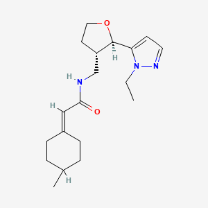 molecular formula C19H29N3O2 B6870424 N-[[(2R,3S)-2-(2-ethylpyrazol-3-yl)oxolan-3-yl]methyl]-2-(4-methylcyclohexylidene)acetamide 