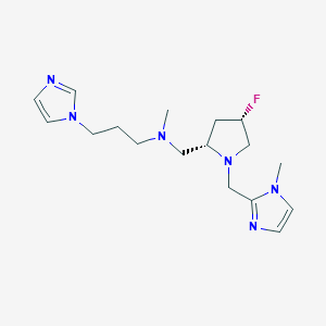 molecular formula C17H27FN6 B6870479 N-[[(2S,4S)-4-fluoro-1-[(1-methylimidazol-2-yl)methyl]pyrrolidin-2-yl]methyl]-3-imidazol-1-yl-N-methylpropan-1-amine 