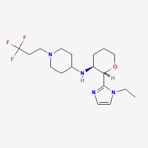 molecular formula C18H29F3N4O B6870480 N-[(2S,3S)-2-(1-ethylimidazol-2-yl)oxan-3-yl]-1-(3,3,3-trifluoropropyl)piperidin-4-amine 