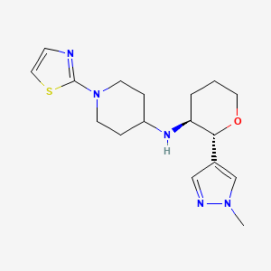 molecular formula C17H25N5OS B6870533 N-[(2R,3S)-2-(1-methylpyrazol-4-yl)oxan-3-yl]-1-(1,3-thiazol-2-yl)piperidin-4-amine 