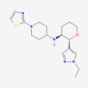 molecular formula C18H27N5OS B6870538 N-[(2R,3S)-2-(1-ethylpyrazol-4-yl)oxan-3-yl]-1-(1,3-thiazol-2-yl)piperidin-4-amine 