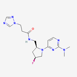 molecular formula C16H23FN8O B6870551 N-[[(2S,4S)-1-[2-(dimethylamino)pyrimidin-4-yl]-4-fluoropyrrolidin-2-yl]methyl]-3-(1,2,4-triazol-1-yl)propanamide 