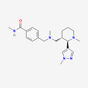 molecular formula C21H31N5O B6870572 N-methyl-4-[[methyl-[[(2R,3S)-1-methyl-2-(1-methylpyrazol-4-yl)piperidin-3-yl]methyl]amino]methyl]benzamide 