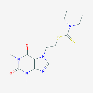Carbamodithioic acid, diethyl-, 2-(1,2,3,6-tetrahydro-1,3-dimethyl-2,6-dioxo-7H-purin-7-yl)ethyl ester