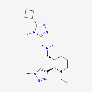 molecular formula C21H35N7 B6870877 N-[(5-cyclobutyl-4-methyl-1,2,4-triazol-3-yl)methyl]-1-[(2R,3S)-1-ethyl-2-(1-methylpyrazol-4-yl)piperidin-3-yl]-N-methylmethanamine 