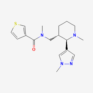 molecular formula C17H24N4OS B6870925 N-methyl-N-[[(2R,3S)-1-methyl-2-(1-methylpyrazol-4-yl)piperidin-3-yl]methyl]thiophene-3-carboxamide 