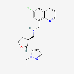 molecular formula C20H23ClN4O B6870959 N-[(6-chloroquinolin-8-yl)methyl]-1-[(2R,3S)-2-(2-ethylpyrazol-3-yl)oxolan-3-yl]methanamine 