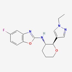 molecular formula C17H19FN4O2 B6870974 N-[(2R,3S)-2-(1-ethylpyrazol-4-yl)oxan-3-yl]-5-fluoro-1,3-benzoxazol-2-amine 