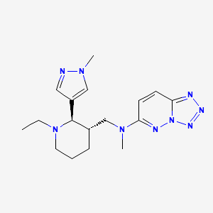 molecular formula C17H25N9 B6871055 N-[[(2R,3S)-1-ethyl-2-(1-methylpyrazol-4-yl)piperidin-3-yl]methyl]-N-methyltetrazolo[1,5-b]pyridazin-6-amine 