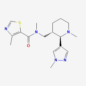 molecular formula C17H25N5OS B6871060 N,4-dimethyl-N-[[(2R,3S)-1-methyl-2-(1-methylpyrazol-4-yl)piperidin-3-yl]methyl]-1,3-thiazole-5-carboxamide 