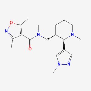 molecular formula C18H27N5O2 B6871066 N,3,5-trimethyl-N-[[(2R,3S)-1-methyl-2-(1-methylpyrazol-4-yl)piperidin-3-yl]methyl]-1,2-oxazole-4-carboxamide 