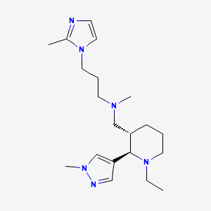 molecular formula C20H34N6 B6871080 N-[[(2R,3S)-1-ethyl-2-(1-methylpyrazol-4-yl)piperidin-3-yl]methyl]-N-methyl-3-(2-methylimidazol-1-yl)propan-1-amine 