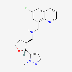 molecular formula C19H21ClN4O B6871133 N-[(6-chloroquinolin-8-yl)methyl]-1-[(2R,3S)-2-(2-methylpyrazol-3-yl)oxolan-3-yl]methanamine 