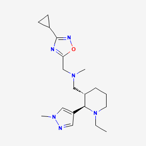 molecular formula C19H30N6O B6871172 N-[(3-cyclopropyl-1,2,4-oxadiazol-5-yl)methyl]-1-[(2R,3S)-1-ethyl-2-(1-methylpyrazol-4-yl)piperidin-3-yl]-N-methylmethanamine 
