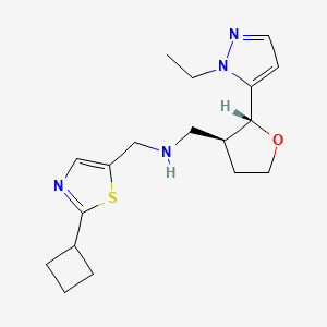 molecular formula C18H26N4OS B6871202 N-[(2-cyclobutyl-1,3-thiazol-5-yl)methyl]-1-[(2R,3S)-2-(2-ethylpyrazol-3-yl)oxolan-3-yl]methanamine 