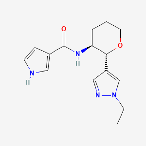 molecular formula C15H20N4O2 B6871228 N-[(2R,3S)-2-(1-ethylpyrazol-4-yl)oxan-3-yl]-1H-pyrrole-3-carboxamide 