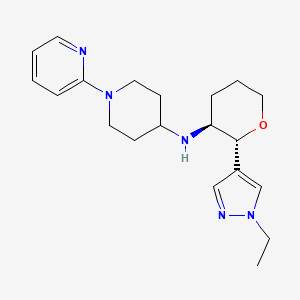 molecular formula C20H29N5O B6871252 N-[(2R,3S)-2-(1-ethylpyrazol-4-yl)oxan-3-yl]-1-pyridin-2-ylpiperidin-4-amine 