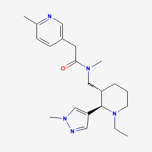 molecular formula C21H31N5O B6871337 N-[[(2R,3S)-1-ethyl-2-(1-methylpyrazol-4-yl)piperidin-3-yl]methyl]-N-methyl-2-(6-methylpyridin-3-yl)acetamide 