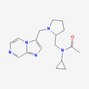 molecular formula C17H23N5O B6871415 N-cyclopropyl-N-[[1-(imidazo[1,2-a]pyrazin-3-ylmethyl)pyrrolidin-2-yl]methyl]acetamide 