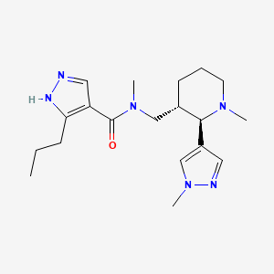 molecular formula C19H30N6O B6871427 N-methyl-N-[[(2R,3S)-1-methyl-2-(1-methylpyrazol-4-yl)piperidin-3-yl]methyl]-5-propyl-1H-pyrazole-4-carboxamide 