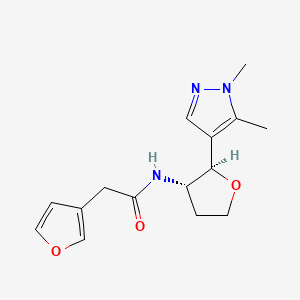 molecular formula C15H19N3O3 B6871439 N-[(2R,3S)-2-(1,5-dimethylpyrazol-4-yl)oxolan-3-yl]-2-(furan-3-yl)acetamide 