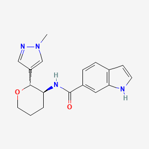 molecular formula C18H20N4O2 B6872289 N-[(2R,3S)-2-(1-methylpyrazol-4-yl)oxan-3-yl]-1H-indole-6-carboxamide 