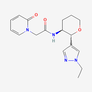 molecular formula C17H22N4O3 B6872291 N-[(2R,3S)-2-(1-ethylpyrazol-4-yl)oxan-3-yl]-2-(2-oxopyridin-1-yl)acetamide 