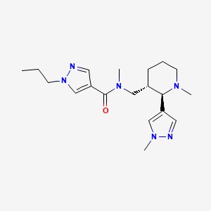 molecular formula C19H30N6O B6872383 N-methyl-N-[[(2R,3S)-1-methyl-2-(1-methylpyrazol-4-yl)piperidin-3-yl]methyl]-1-propylpyrazole-4-carboxamide 