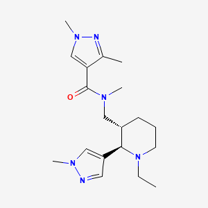 molecular formula C19H30N6O B6872427 N-[[(2R,3S)-1-ethyl-2-(1-methylpyrazol-4-yl)piperidin-3-yl]methyl]-N,1,3-trimethylpyrazole-4-carboxamide 
