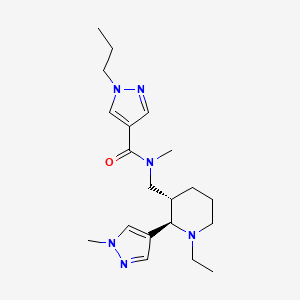 molecular formula C20H32N6O B6872457 N-[[(2R,3S)-1-ethyl-2-(1-methylpyrazol-4-yl)piperidin-3-yl]methyl]-N-methyl-1-propylpyrazole-4-carboxamide 
