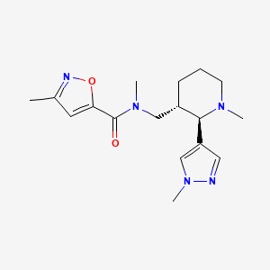 molecular formula C17H25N5O2 B6872487 N,3-dimethyl-N-[[(2R,3S)-1-methyl-2-(1-methylpyrazol-4-yl)piperidin-3-yl]methyl]-1,2-oxazole-5-carboxamide 