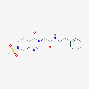 molecular formula C18H26N4O4S B6872574 N-[2-(cyclohexen-1-yl)ethyl]-2-(7-methylsulfonyl-4-oxo-6,8-dihydro-5H-pyrido[3,4-d]pyrimidin-3-yl)acetamide 
