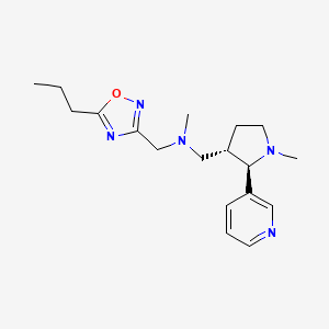 molecular formula C18H27N5O B6872768 N-methyl-1-[(2R,3S)-1-methyl-2-pyridin-3-ylpyrrolidin-3-yl]-N-[(5-propyl-1,2,4-oxadiazol-3-yl)methyl]methanamine 