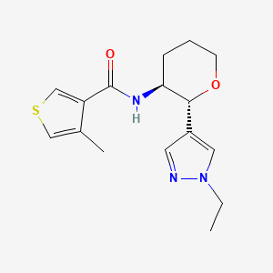 molecular formula C16H21N3O2S B6872861 N-[(2R,3S)-2-(1-ethylpyrazol-4-yl)oxan-3-yl]-4-methylthiophene-3-carboxamide 