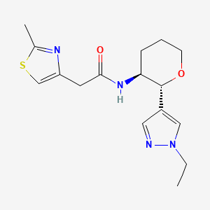 molecular formula C16H22N4O2S B6872868 N-[(2R,3S)-2-(1-ethylpyrazol-4-yl)oxan-3-yl]-2-(2-methyl-1,3-thiazol-4-yl)acetamide 