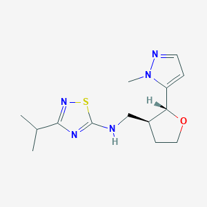 molecular formula C14H21N5OS B6872899 N-[[(2R,3S)-2-(2-methylpyrazol-3-yl)oxolan-3-yl]methyl]-3-propan-2-yl-1,2,4-thiadiazol-5-amine 