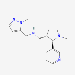 molecular formula C17H25N5 B6872940 N-[(2-ethylpyrazol-3-yl)methyl]-1-[(2R,3S)-1-methyl-2-pyridin-3-ylpyrrolidin-3-yl]methanamine 