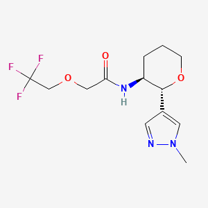 molecular formula C13H18F3N3O3 B6872980 N-[(2R,3S)-2-(1-methylpyrazol-4-yl)oxan-3-yl]-2-(2,2,2-trifluoroethoxy)acetamide 
