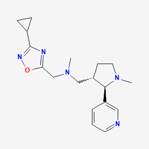 molecular formula C18H25N5O B6872989 N-[(3-cyclopropyl-1,2,4-oxadiazol-5-yl)methyl]-N-methyl-1-[(2R,3S)-1-methyl-2-pyridin-3-ylpyrrolidin-3-yl]methanamine 