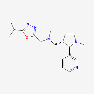 molecular formula C18H27N5O B6873010 N-methyl-1-[(2R,3S)-1-methyl-2-pyridin-3-ylpyrrolidin-3-yl]-N-[(5-propan-2-yl-1,3,4-oxadiazol-2-yl)methyl]methanamine 