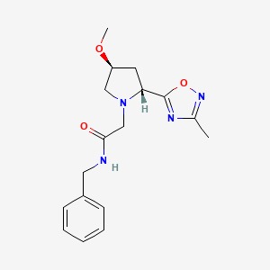 molecular formula C17H22N4O3 B6873060 N-benzyl-2-[(2R,4S)-4-methoxy-2-(3-methyl-1,2,4-oxadiazol-5-yl)pyrrolidin-1-yl]acetamide 