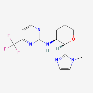 molecular formula C14H16F3N5O B6873137 N-[(2S,3S)-2-(1-methylimidazol-2-yl)oxan-3-yl]-4-(trifluoromethyl)pyrimidin-2-amine 